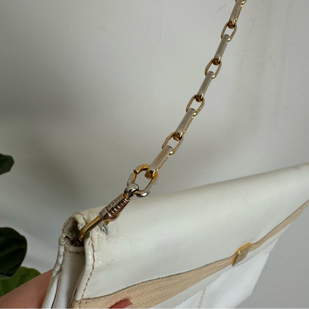 Celine Paris Gold Blason Chain Vintage Authentic White Cream Shoulder Bag Rare - Picture 15 of 16